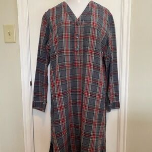L.L. Bean Gray and Red Plaid Nightgown